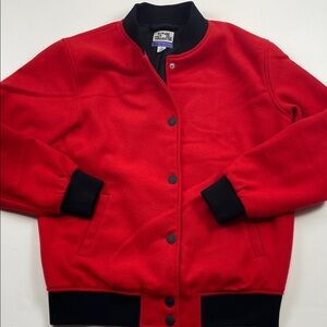 Future Collective Kahlana Barfield Red Varsity Wool Blend Bomber Jacket Size XS